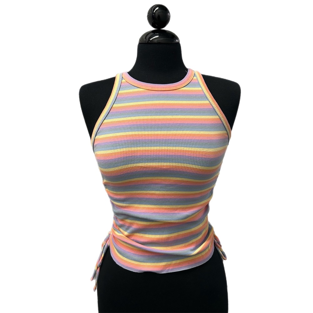 Pastel Rainbow Racerback Tank Stripes Vici Top Retro Rainbow 90s Y2K Style